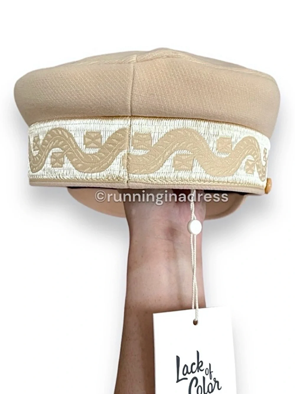 NWT Lack of Color Riviera Cap Cream Gold Anchor Button Baker Boy Hat M 57cm